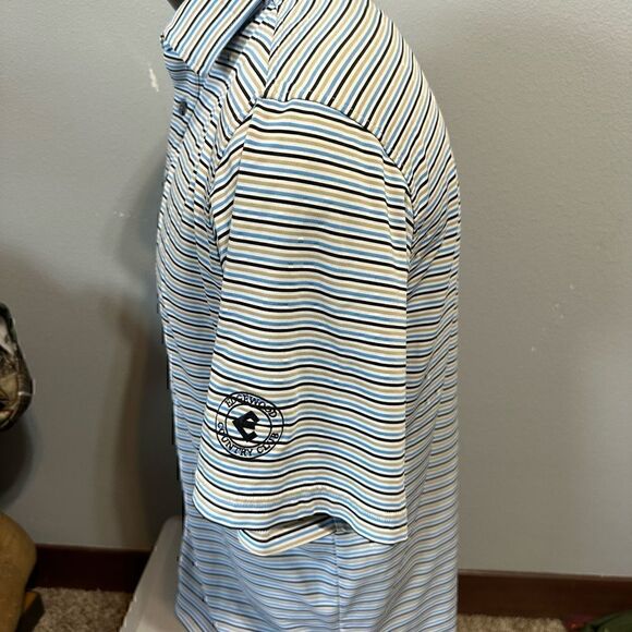 FootJoy Mens Medium Edgewood Country Club Mens Striped Short Sleeve Polo - Picture 2 of 8